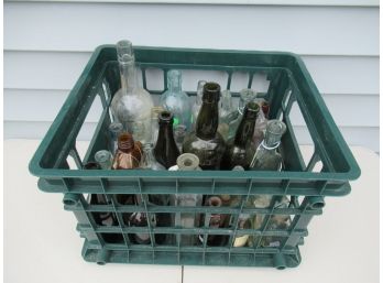 Plastic Crate Full Of Old Bottles