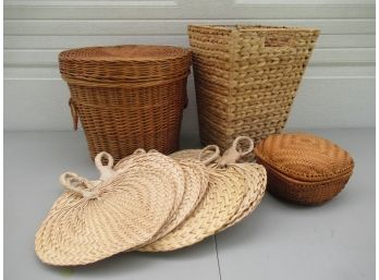 Lot Of Baskets And Fans