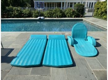 Set Three Blue Rubber Pool Loungers
