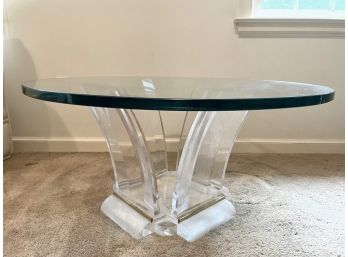 Amazing Signed Lucite & Glass Sculptural Coffee Table (2 Of 2)