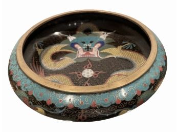 Very Fine Antique Chinese Cloissone  Bowl With Dragon Design