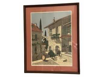 Signed Artist Proof Numbered Lithograph Of Mediterranean Village (A) 25' X 31'