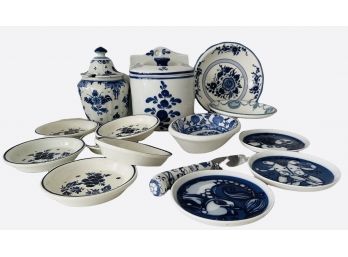 Collection Of Blue And White Ceramics Including Delft