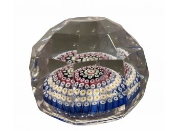 Art Glass Paperweight (B) Millefiori & Faceted Dome