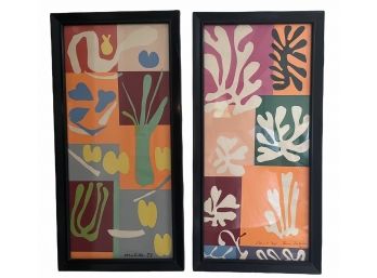 Pair 1952 Matisse Serigraph Paper Cut Prints 14' X 28'