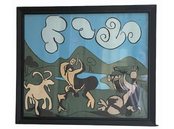 1959 Picasso Linocut Of Satyrs And Goat 24' X 20'