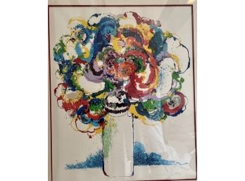 Pencil Signed Large Impressionist Serigraph Of Flowers In Vase 30' X 35'