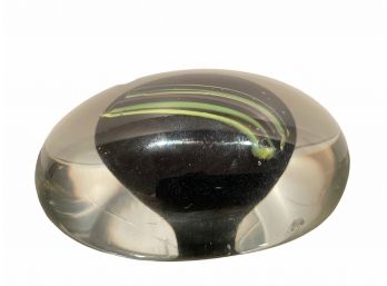 Art Glass Paperweight (M) Flat With Oval Insert