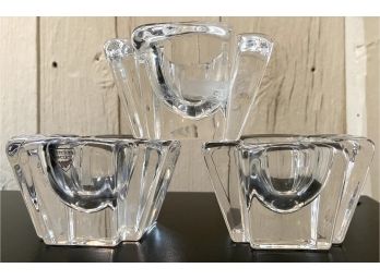 Trio Of Orrefors Crystal Candle Holders - Designed By Anne Elmer