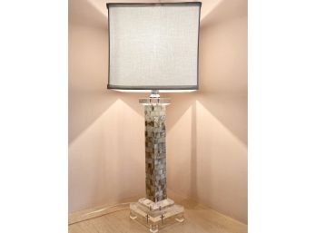 Modern Lucite And Shell Mosaic Lamp