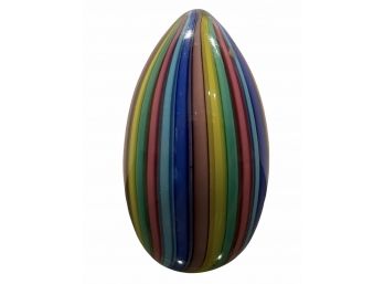 Art Glass Paperweight (C) Striped Egg