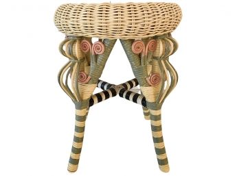 MacKenzie-Childs Style Wicker Stool