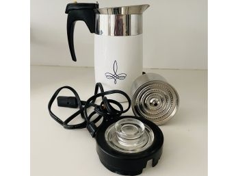 Rare Vintage Corning Ware Black Trefoil 10 Cup Electric Percolator