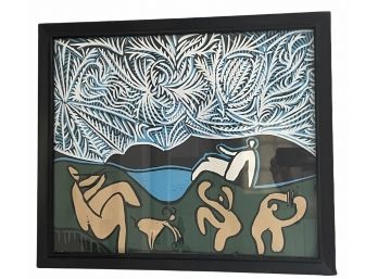 1959 Picasso Linocut Of Bacchanal With Goat 24' X 20'