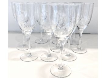 Ten Vintage Etched White Wine Glasses