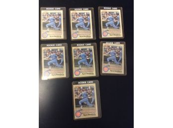 1983 Fleer Ryne Sandberg Rookie Card Lot Of 7