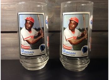 2 Joe Morgan 1973 Topps Baseball Card Drinking Glasses McDonalds