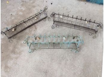 3 Vintage Metal Wire Flower Boxes