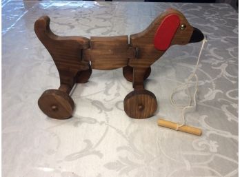 Handmade Wood Dog Pull Toy