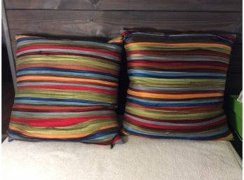 2 Silky Pier One Striped Throw Pillows