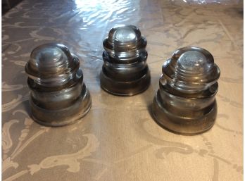 3 Vintage Clear Glass Insulators