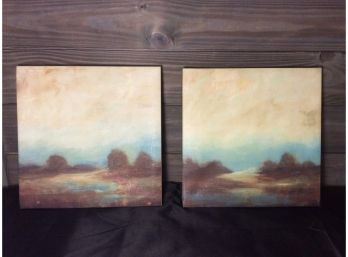 Pair Of Landscape Canvas Paintings