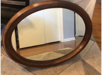 Large Oval Wood Framed Mirror