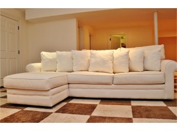 Wayfair Vanilla Twill Sectional Sofa With Seven Throw Pillows - PURCHASED FOR $1,800