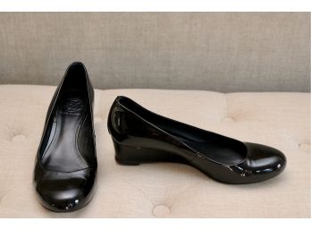 Tory Burch Black Patent Leather Wedges - Size 7.5M