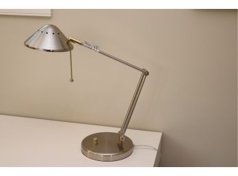 Intertek Brushed Chrome And Goldtone Desk Lamp