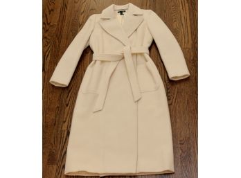 Ralph Lauren 100% Wool Ivory Wrap Coat - Size: Medium