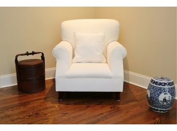 U Design It Sofa Company White Chair With Throw Pillow