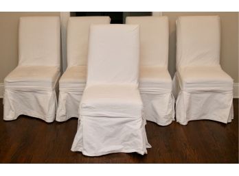 Set Of Five Slip Chairs With Custom Made Slipcovers