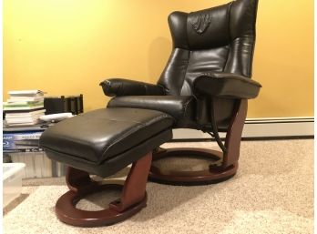 Benchmaster Leather Chair And Storage Ottoman