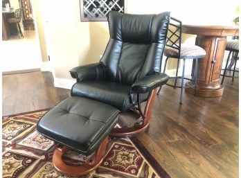 BenchMaster Morgan Faux Leather Ottoman And Swiveling Recliner