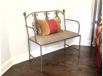 French Iron Settee With Music Note Designed Upholstery