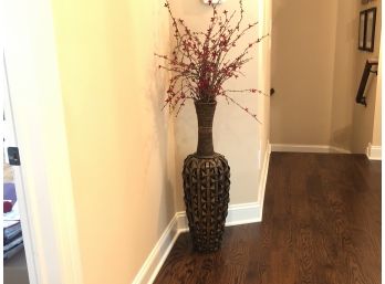 Weaved Wooden XL  Decorative Vase With Faux Foliage