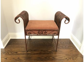 Wrought Iron Rolled Arm Backless Bench With Cushion