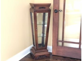 Wooden Corner Showcase Cabinet With Glass Doors And Shelves