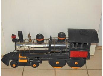 MASSIVE BIG 36 Inch Wooden And Metal Folk Art Steam Engine Train Nicely Detailed Hand Made