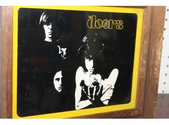 Vintage THE DOORS Rock Music Record Store Framed Classic Image On Glass