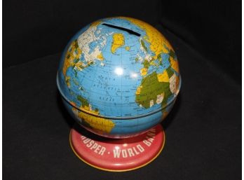 Vintage Ohio Art Tin Litho Globe Bank