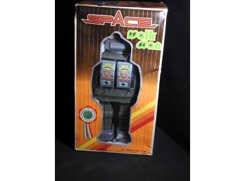 Vintage Battery Operated Space Walkman Toy Robot In Original Box