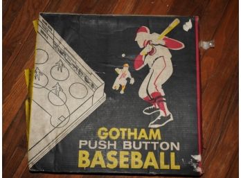 Old Tin Litho Gotham Push Button Baseball Game With Tin Litho Players