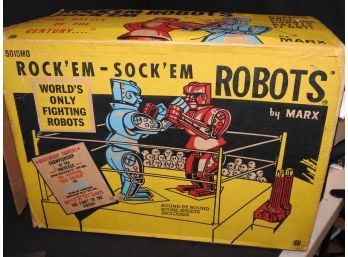 Vintage Working  Marx Rock Em Sock Em Robots In Original Box