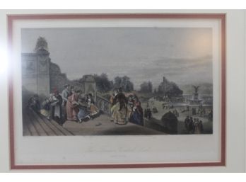 1872 Hand Colored Engraving - The Terrace Central Park