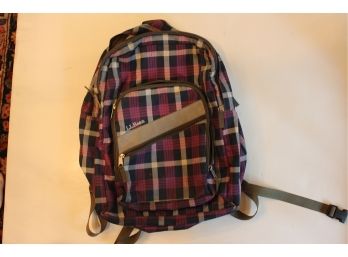 LL Bean Purple Plaid Backpack