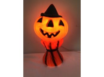 Lighted Pumpkin On Hay Stack Blow Mold