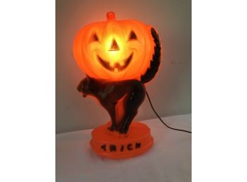 Lighted Cat Trick Or Treat Blow Mold