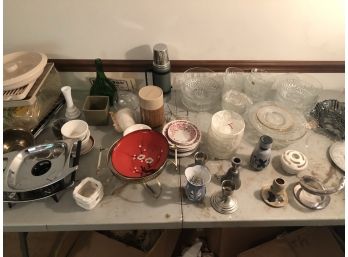 Misc Table Lot ( Thermo's, Glass & Pewter)